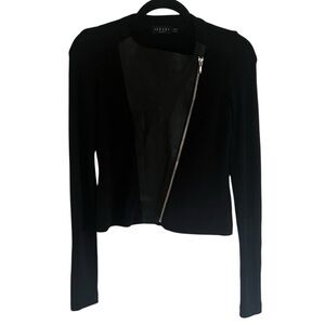 Iris Setlakwe Black Mixed Media Leather Asymmetrical Jacket XS